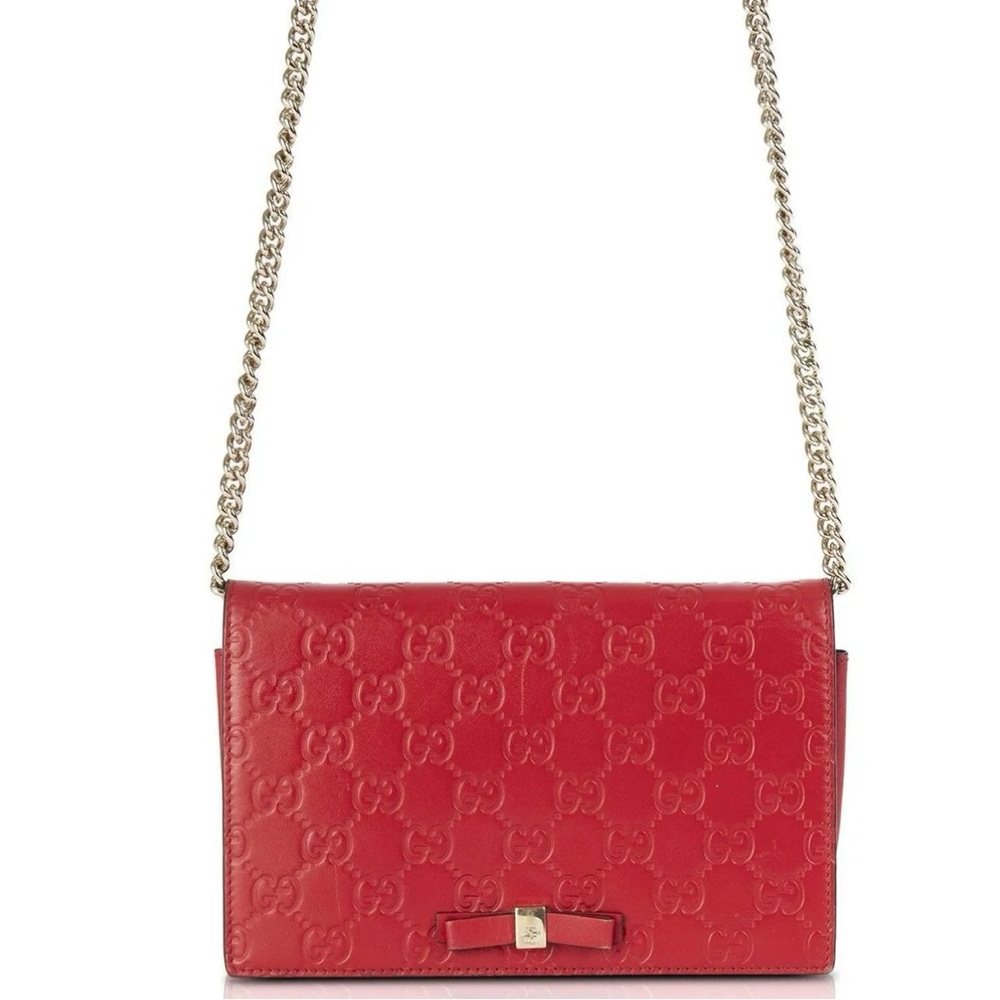 Gucci Red Patent Leather Chain Shoulder Crossbody - Picture 2 of 6